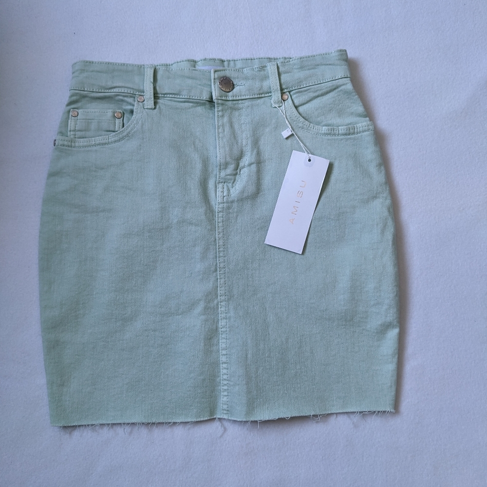 Pastel Green Jean Skirt